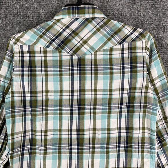 Old Navy Shirt Mens Small Western Fit Pearl Snaps Prescott Plaid Button-Up - Picture 4 of 12
